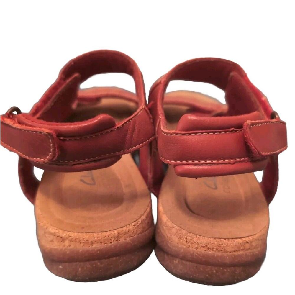 Clarks Collection Size 8 Adjustable Leather Sandals Roseville Mae Red (-37-) - Picture 3 of 6